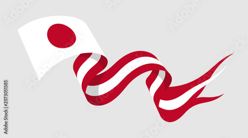 Waving japanese flag ribbon
