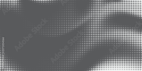 Monochrome Circular Halftone Pattern Background with Scattered Dot Grid and Heavy Black Cluster Forms modern geometric pattern eps10