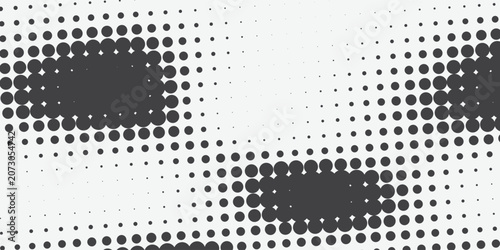 White Background with Oversized Black Dot Clusters, Soft Halftone Dispersion and Graphic Circular Rhythm dynamic abstract composition eps10