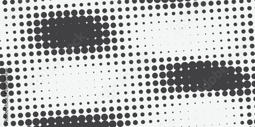 Minimal White and Black Halftone Circle Background with Dense Dot Islands and Smooth Geometric Fade decorative background design eps10