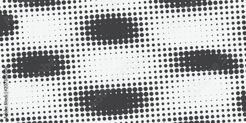 Retro Inspired Black Dot Raster Background with Circular Clustered Shapes and Spacious Modern Layout contemporary graphic artwork eps10