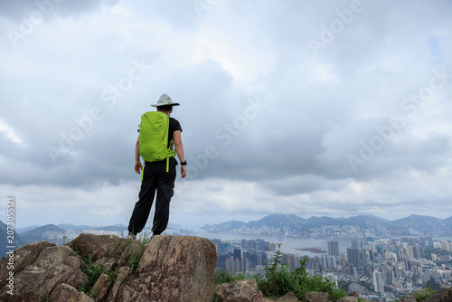 Photography Hiking on the mountain top in Hong Kong