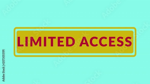 Limited access warning text animation for restricted availability message animation limited access warning text animation with alpha channel ,warning text animation with 4 k video animation.
