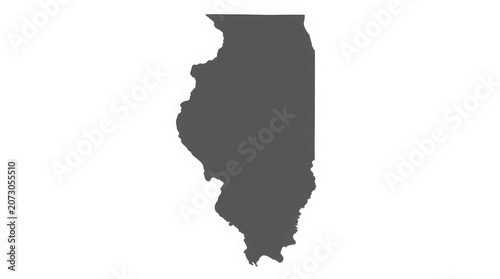 Solid gray silhouette map of the state of illinois, isolated on a plain white background