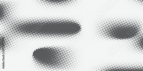 Black and White Halftone Dot Background with Bold Circular Cluster Pattern and Fading Geometric Texture abstract vector background eps10