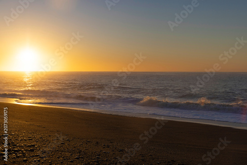 Natural landscape of a beach sunset