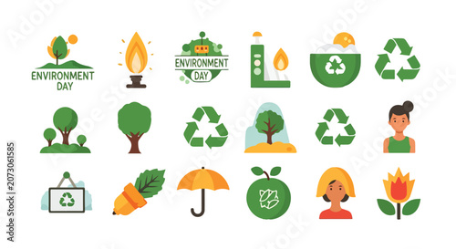 Environmental icons for eco-friendly living and sustainability