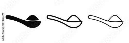 Bamboo spoon with powder icon silhouette vector, bold outline and line art design