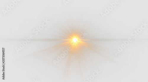 Obraz na plátně Golden bight burst on a transparent background with a glowing sun in the center