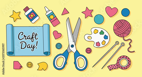Craft Day with colorful supplies