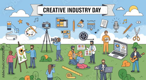 Creative industry professionals in a field
