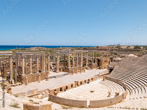 Bild auf Leinwand Roman Theater of Leptis Magna, Libya, on a clear afternoon