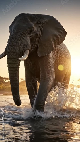 elephant in the water