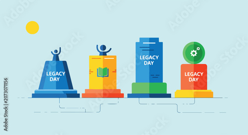 Photos Colorful Legacy Day graphics on blocks