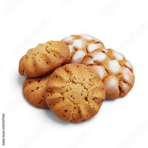 Delicious Assortment of Freshly Baked Cookies on White Background.
