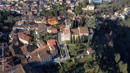 Aerial views of the medieval town of Barga 