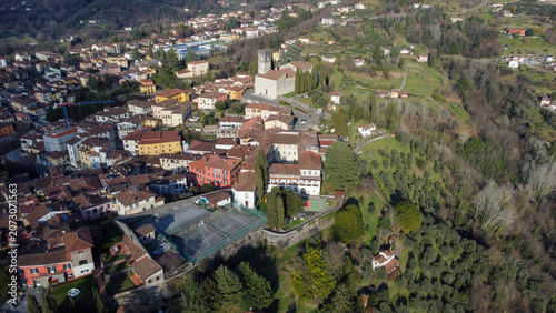 Aerial views of the medieval town of Barga 