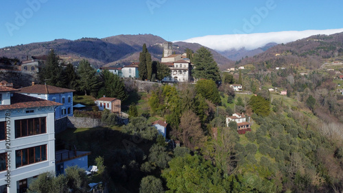 Aerial views of the medieval town of Barga 