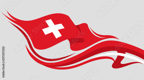 Abstract flag with white cross
