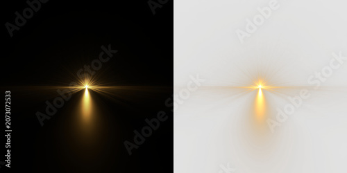 Принти на полотні Golden bright light shining on a clear surface with rays extending outward in al