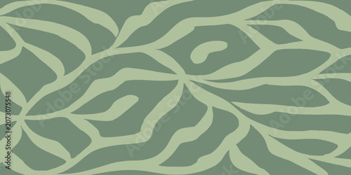 Abstract seamless pattern with green leaves. Modern trendy shapes for social media, brands, posters, covers, stories, packaging and digital design.