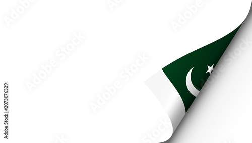Schilderij op canvas Pakistan flag with page curl effect on transparent background