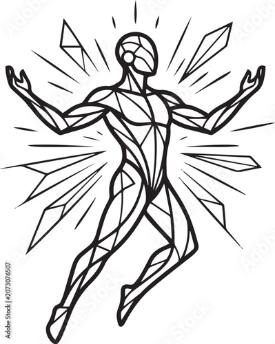 Abstract Human Energy Line Art Logo