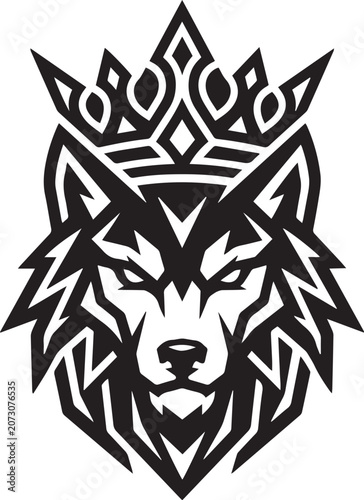 Royal Crown Wolf Mascot Logo