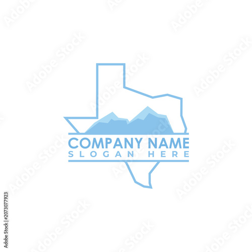 Minimalist Blue Line Art Texas Mountain Logo Template