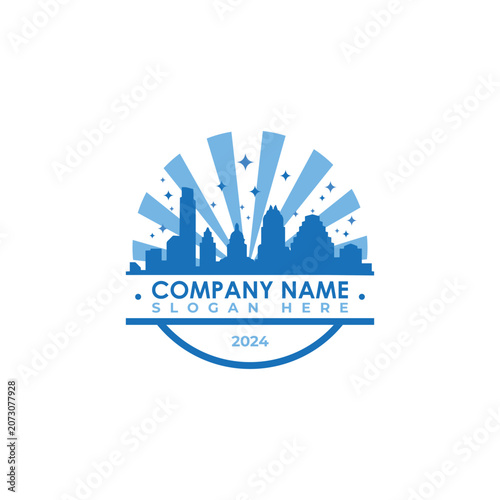 Austin Texas City Skyline Starburst Logo Template