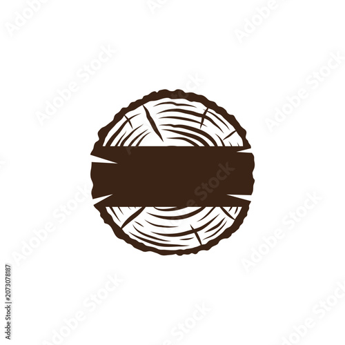 Rustic Tree Ring Wood Slice Logo with Text Space