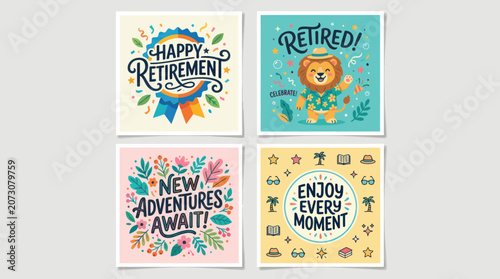 Celebratory retirement and new beginnings graphics