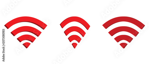 3D WiFi signal icon collection featuring wireless network symbols, internet connection indicators and communication technology signs
