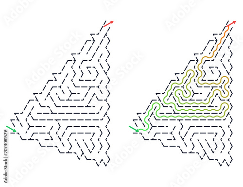 Vertical Triangle Maze Challenge with Single Correct Solution Path