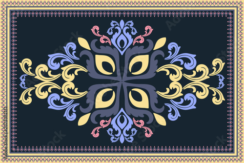 Vintage floral pattern design for fabrics and rugs.