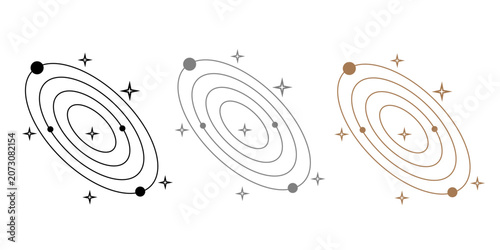 Universe icon Illustration isolated Vector Sign symbol .Black hole universe vector icon .Line icons on white and black background .Vector illustration .