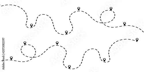 Dotted path with points. isolated on white background. Vector illustration. EPS 10 .