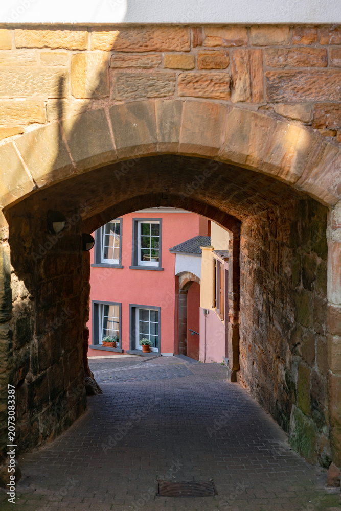 Fototapeta premium Saarburg at the borders of river Saar in Germany. Historic castle