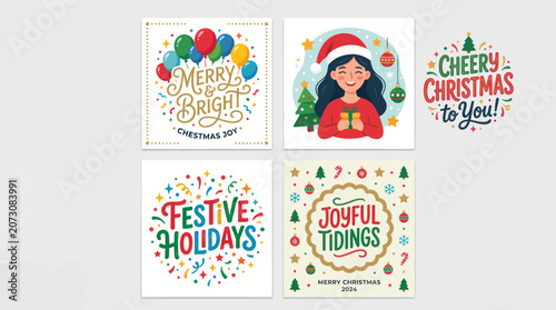 Slika na platnu Christmas and holiday greetings collection