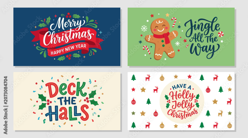 Naklejka premium Christmas greeting card designs collection