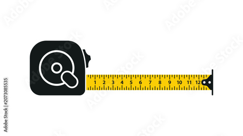 Fotografia Measuring tape extended to twelve inches illustrates the importance of exact dimensions in technical tasks
