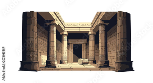 Obraz na plátně Ancient egyptian temple ruins with carved stone columns