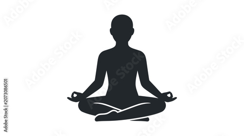 Meditating person silhouette sits in a cross-legged position to symbolize mindfulness, mental clarity, and spiritual wellness.