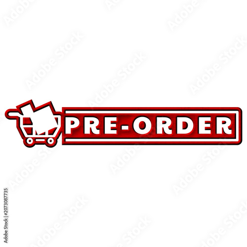 3d pre order text and shopping cart sign illustration element