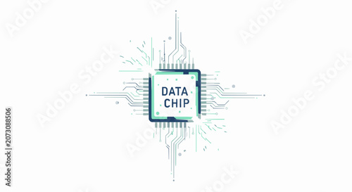 Abstract digital microchip processor with circuit board lines