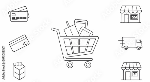 Set of ecommerce and shopping line icons