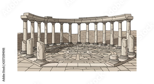 Slika na platnu Ancient circular stone colonnade with classical columns