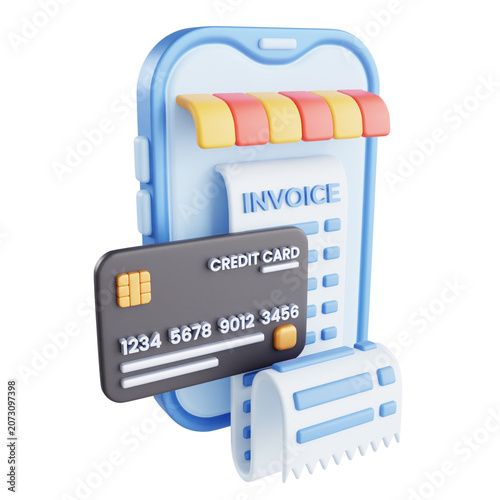 online credit card 3d icon illustration object