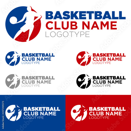 Basketball Club Logo Vector, Player Silhouette Sport Emblem, Modern Professional Team Branding Identity