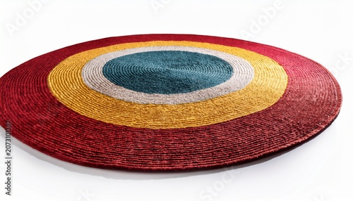 modern colorful round carpet front view rug on white background cut out home decor contemporary style vibrant colors artistic design